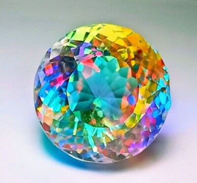 AAA 100 Ct+ Natural Mystic Topaz Rainbow Color ROUND Cut Certified Gemstone