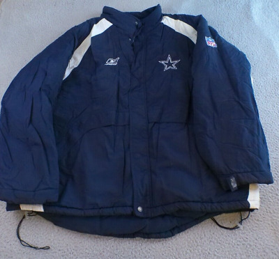Dallas Cowboys Jacket Men's 2XL Blue Full Zip Pockets Reebok NFL Logo Coat