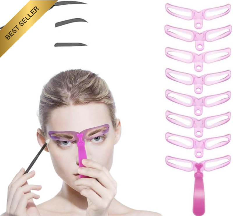 Eyebrow Stencil Kit, 8 Styles with Handle and Strap, Reusable Shaping Templates,