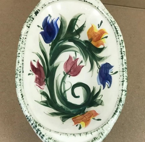GAIL PITTMAN 1996 OVAL BOWL 8” LENGTH - SIGNED FLORAL