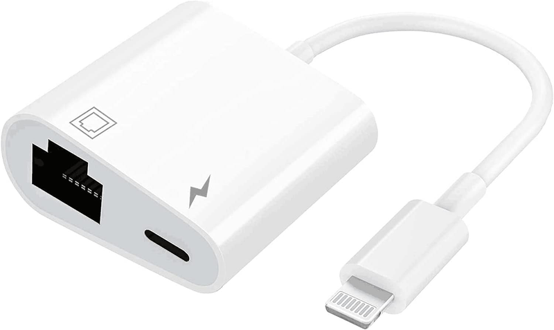 Lightning to Ethernet Adapter, 2-in-1 RJ45 Ethernet LAN Network Adapter for iPho