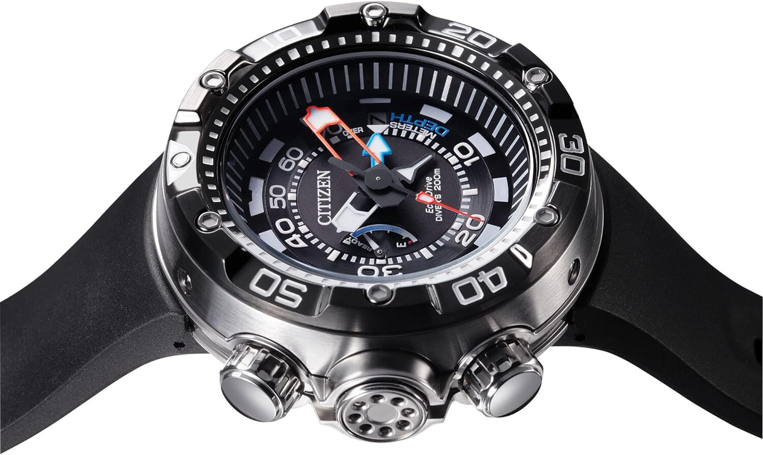 Pre-owned Citizen Promaster Aqualand Depth Meter Eco-drive Men's Watch Bn2029-01e