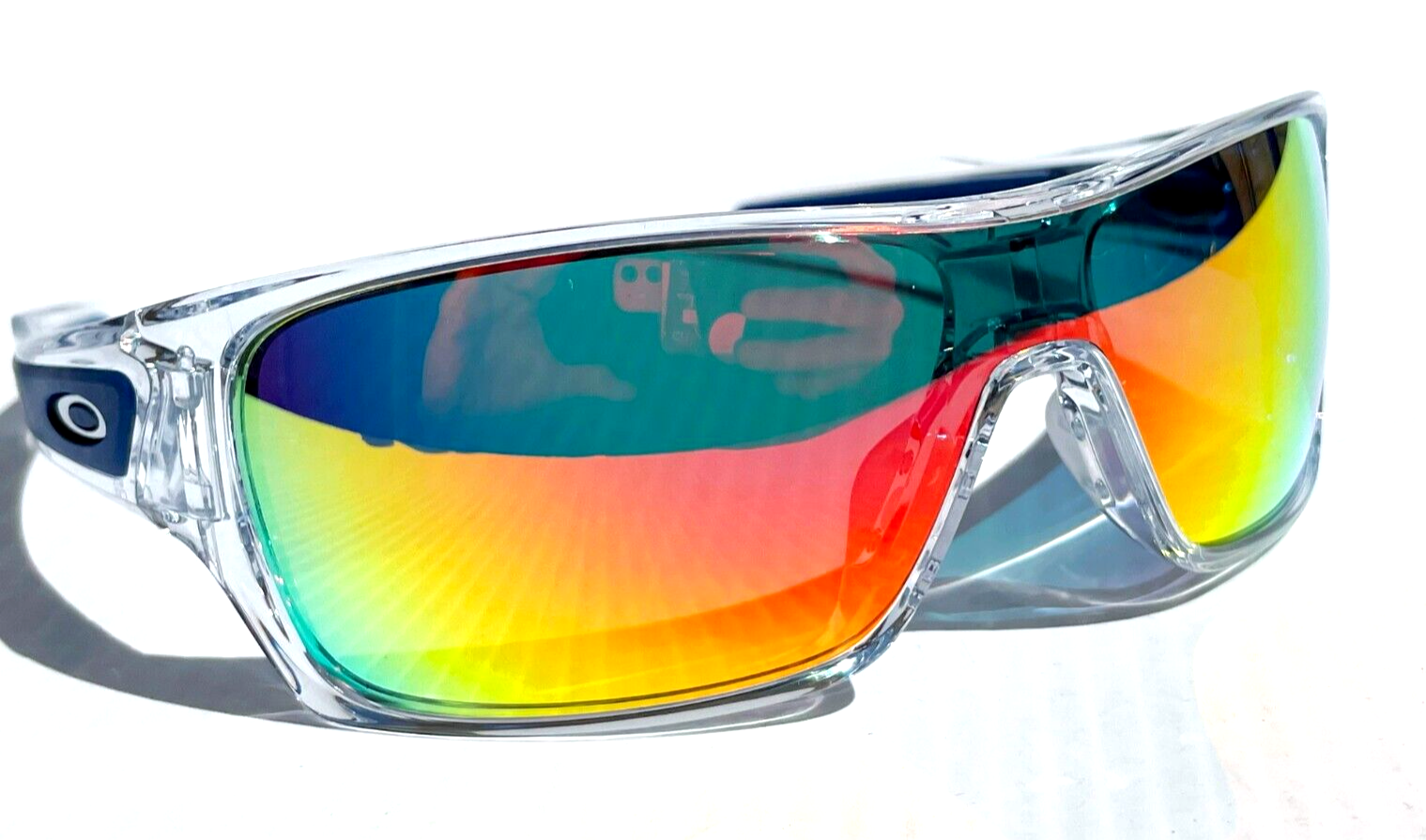 Pre-owned Oakley Turbine Rotor Shiny Clear & Blue Polarized Galaxy Ruby Lens Sunglass 9307 In Red