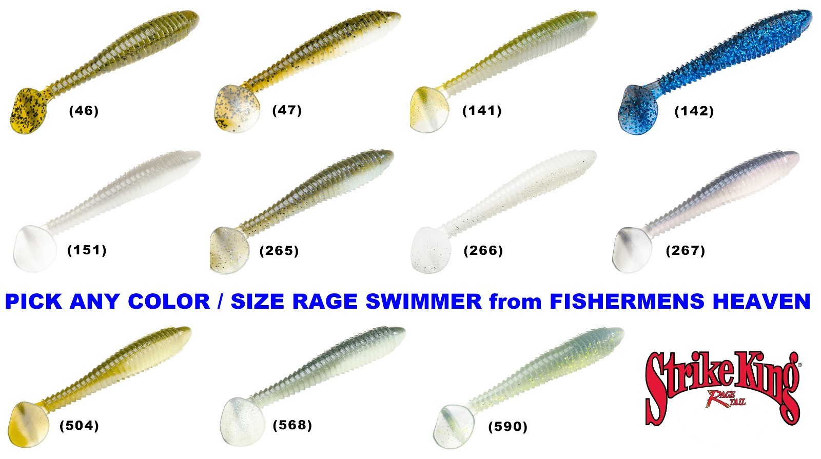 Strike King Rage Swimmer Swimbait Pick any RGSW Color / Size
