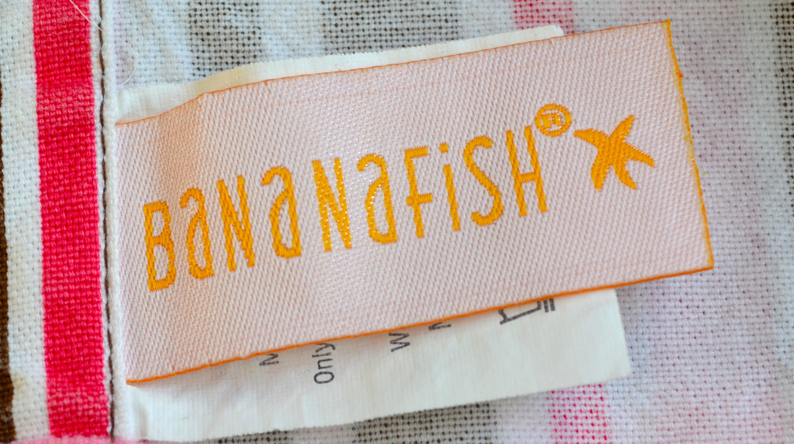 BANANAFISH Crib Bedskirt Baby Dust Ruffle PInk Brown White Stripe Ribbon #L26