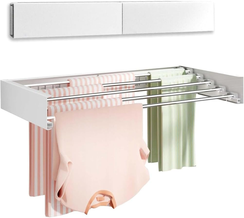 Wall Mounted Clothes Drying Rack, Foldable Wall Mount Laundry Rack Folding Indoo