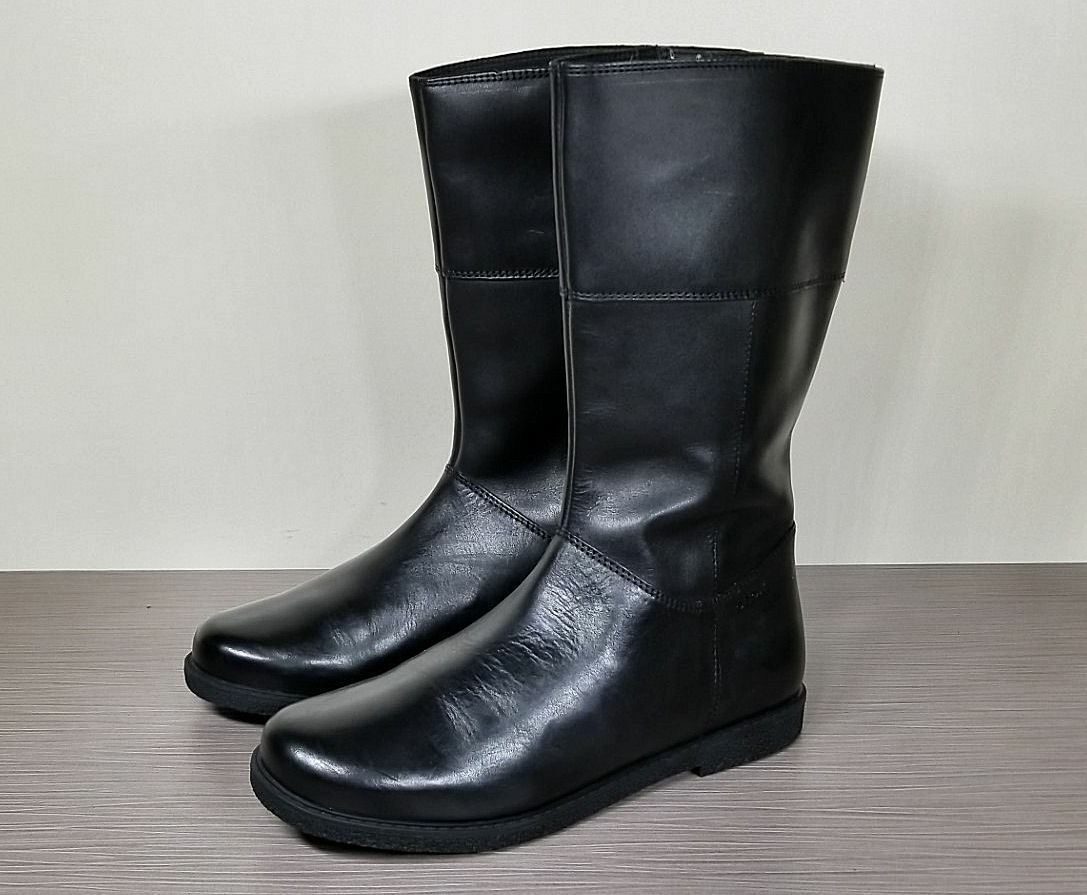 Geox Mid Calf Boots, Black Leather, Little Kid Size 2 / 33