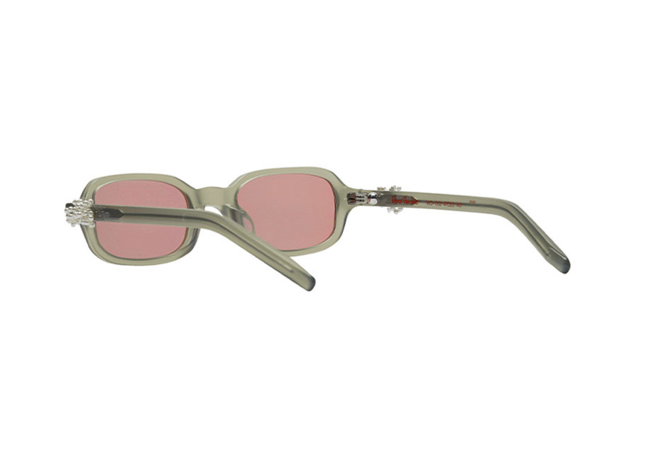 Pre-owned Mardi Mercredi Square Sunglasses M.o-002_khaki + Ribbon Charm/acetate