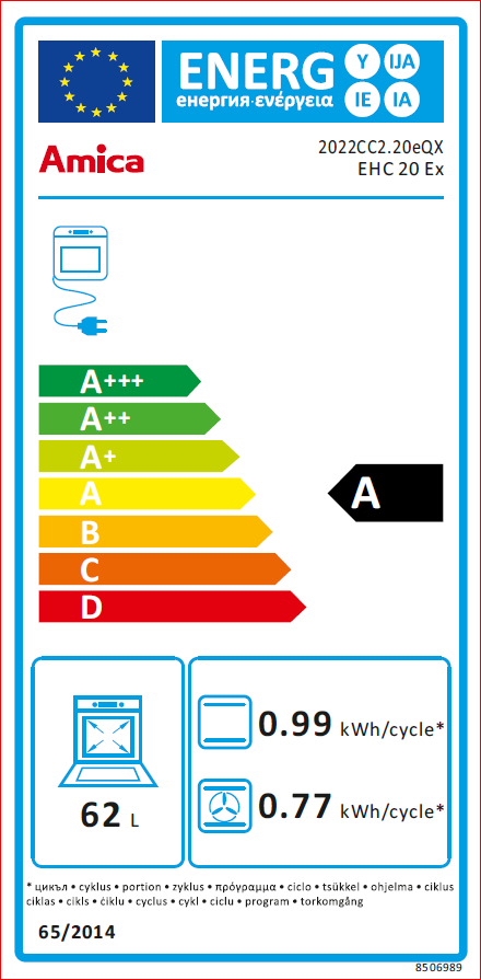 EEK:A auf einer Skala von A+++ bis D ist das Rating A