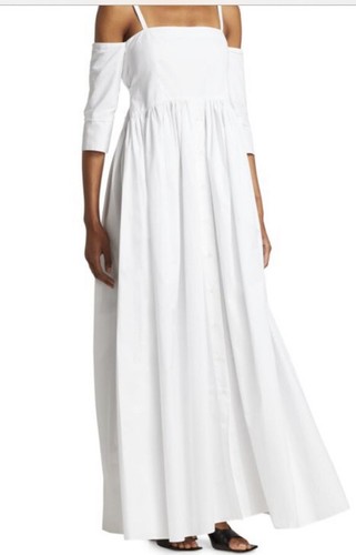 Pre-owned Rosie Assoulin Poplin Maxi Dress Sz 6 $1250 In Pink