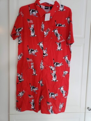 MAD ENGINE Cat Americana Romper - 4th of July - Mens size LARGE - NEW