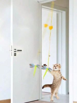 1pc Hanging Cartoon Dragonfly Design Toy For Cat For Interaction - NEW
