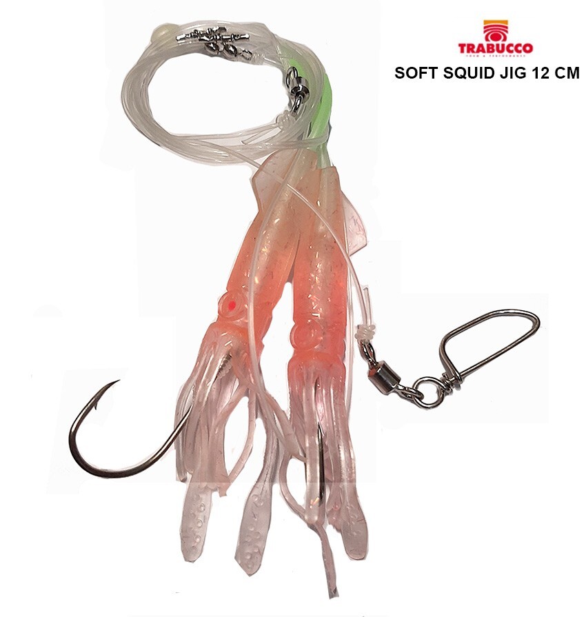 SOFT SQUID JIG  CALAMARI SILICONICI  LENZA PRONTA CON 2 ARTIFICIALI