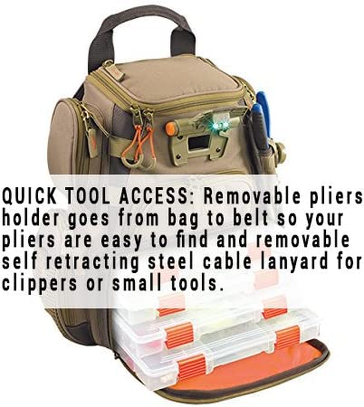 Wild River by CLC WT3503 Tackle Tek Recon Lighted Compact Tackle Backpack & Four