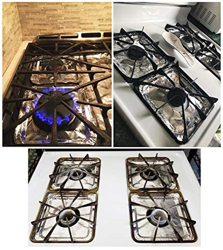 50 Pack Aluminum Foil Square Stove Burner Covers Disposable Heavy Thick Quality