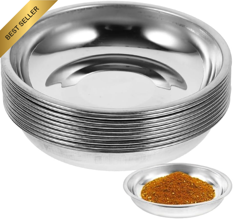 12pc Stainless Steel Sauce Dishes Round Mini Dipping Seasoning