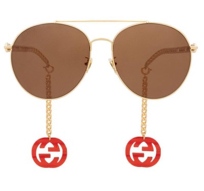 GUCCI GUCCI GG0725S-002-61 GOLD SUNGLASSES