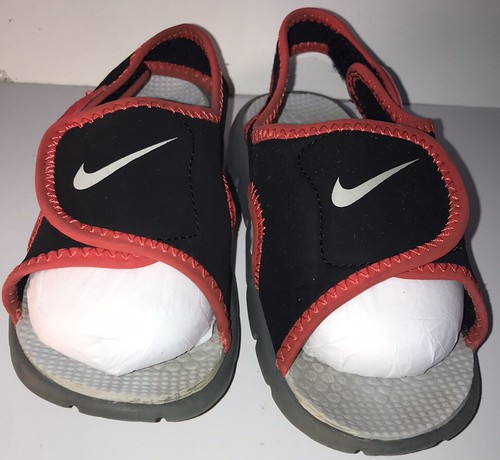 Nike 386518-005 Red Black Strap On Children's Sandals Size