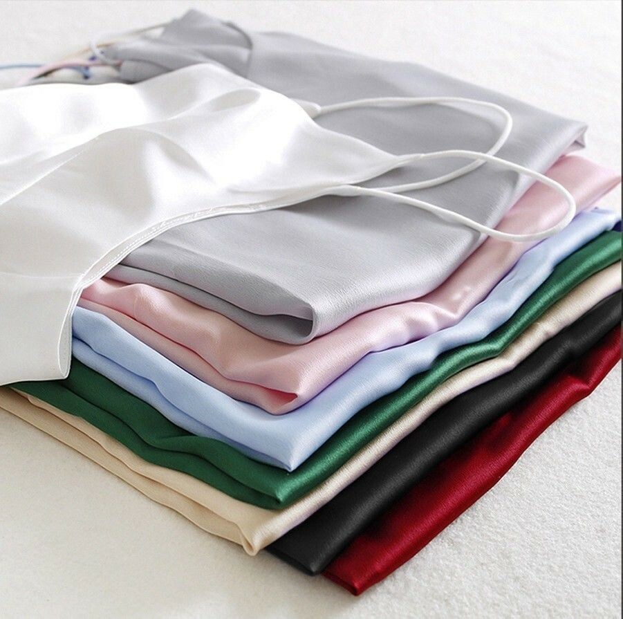 Women Sexy Satin Faux Silk Vest Slim Sleeveless Smooth Top Sling Shirt Oversize