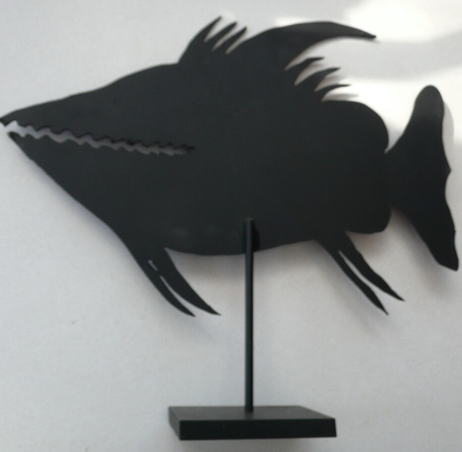 Vintage Original Artwork Signed Thick Painted Metal Fish