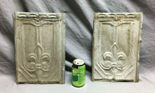 Pair Salvaged Vintage Flor De Lis Tin Roof Panels Silver More Available 1615-21B