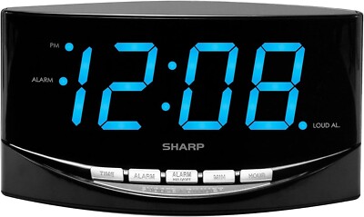 SHARP Easy to See Alarm Clock with Jumbo 2  Numbers - Bright Blue LED Display