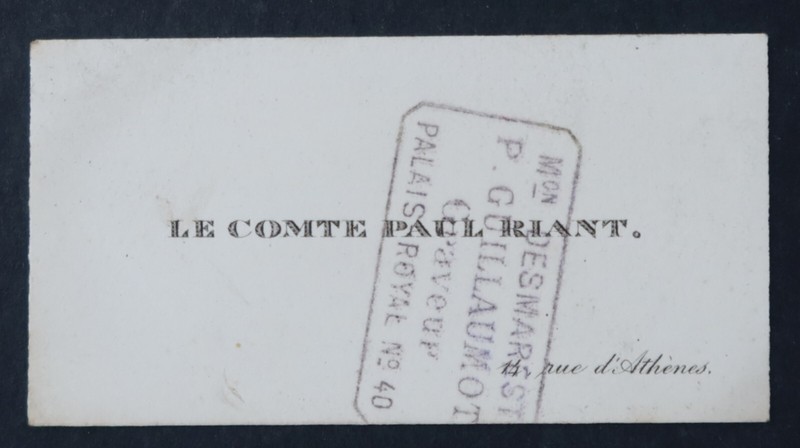 Carte De Visite Le Comte Paul Riant   Visit Card  12