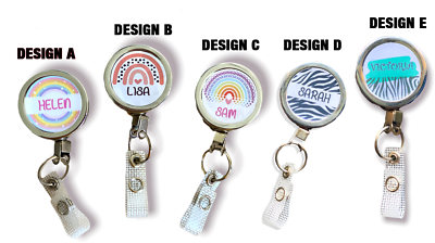 Retractable Recoil Rainbow Nurse Badge Reel Name Tag ID Card Holder Lanyard  Clip