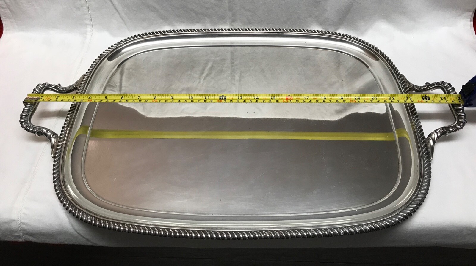 R W B Burridge London large heavy tray hallmarked HARROD'S Sterling silver 1936