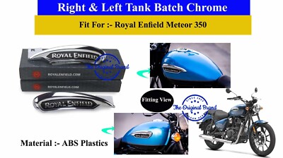 Royal Enfield ''3d Tank Batch Chrome Left & Right Side For Meteor 350''