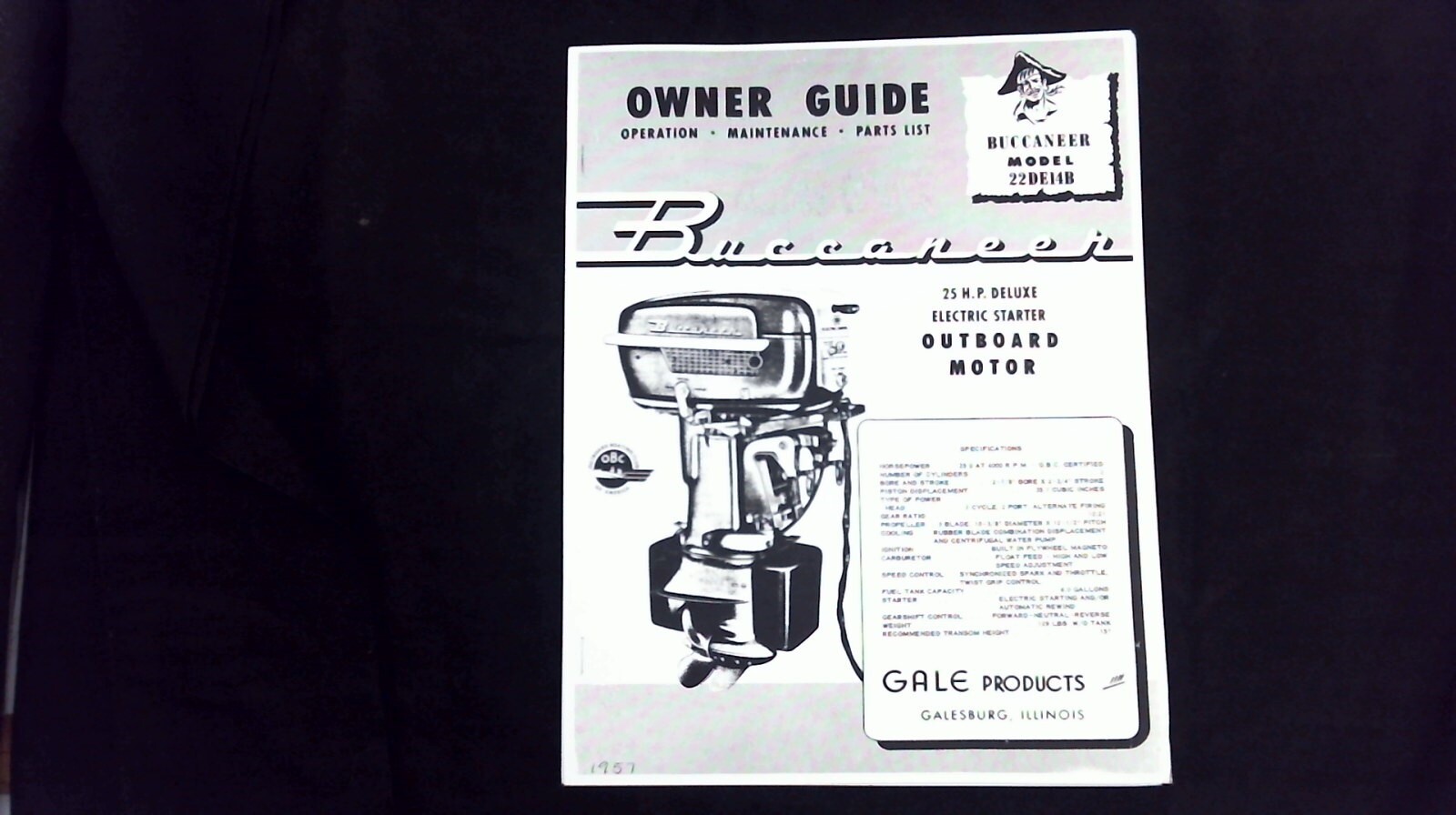 20セット 1957 Gale Buccaneer 22DE14B 25HP Deluxe Electric Start