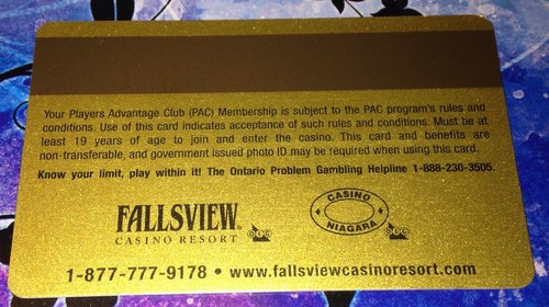 CASINO NIAGARA FALLS PLAYERS ADVANTAGE CLUB GOLD SLOT CARD COLLECTIBLE FALLSVIEW