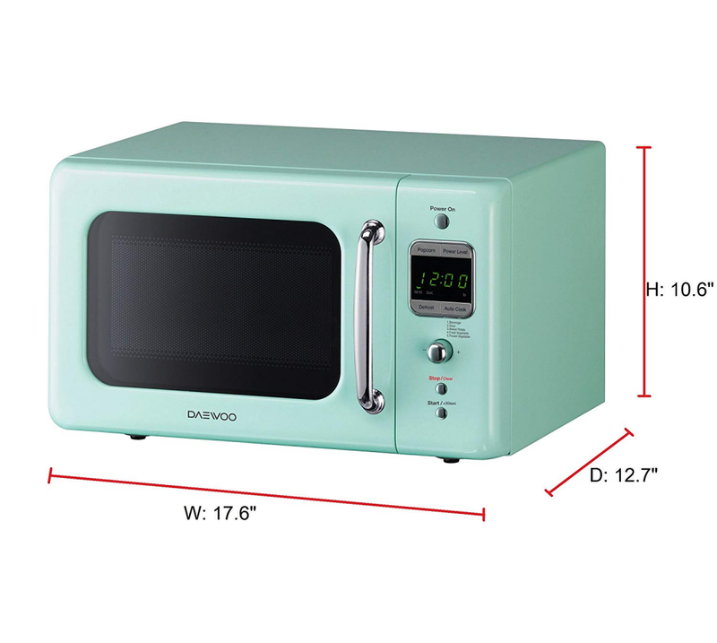 Daewoo KOR-7LREM Retro Countertop Microwave Oven 0.7 Cu. Ft., 700W | Mint Green