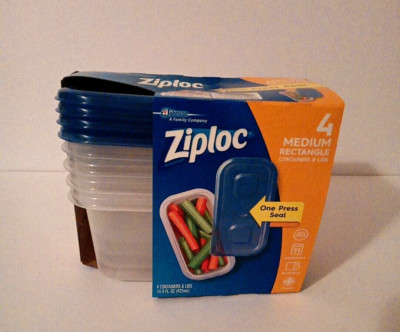 Ziploc Medium 4 CT Containers 14.4 Oz New