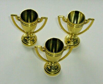 Mini Trophies in Gold Plastic Miniature 2 1/2'' Tall for Kid Awards Favors Spoofs