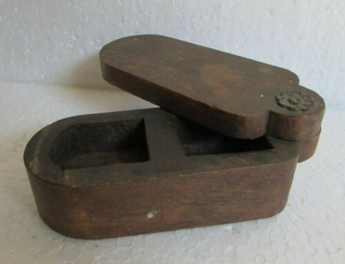 Vintage Handmade Handcrafted 2 Compartment Wooden Spice Box