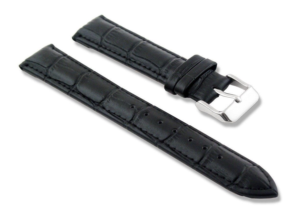 Cinturino In Pelle Universale Ricambio Per Orologio Larghezza 22mm Nero lac