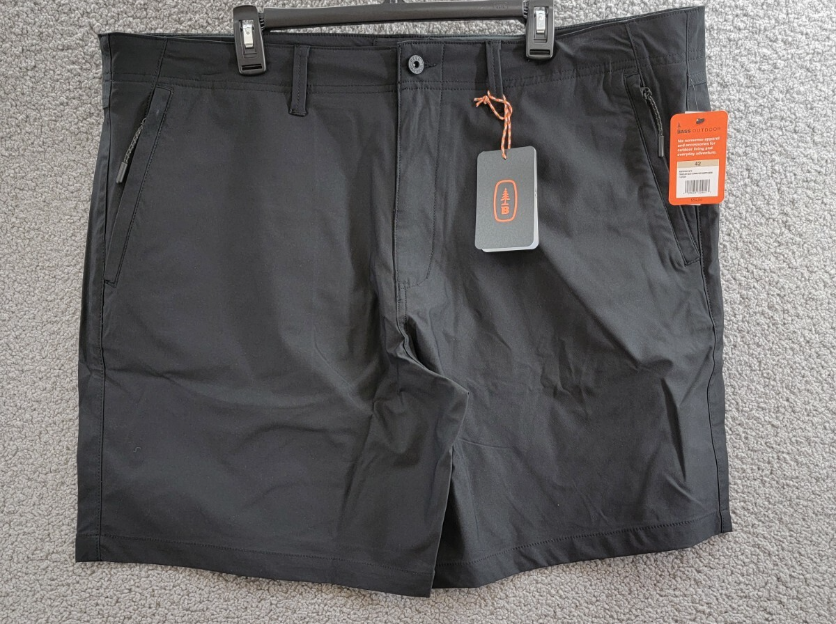 Bass Outdoor Traveler Tech Commuter Shorts Men's 42 Caviar High Rise Zip/Button - Picture 2 of 18