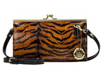 Patricia Nash Leather VALLINA Leather Frame Crossbody Bag ~Wild Tiger