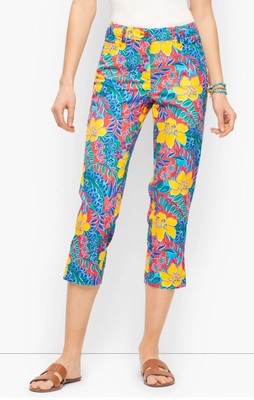 NWT Talbots Womens Pedal Pusher Capris Size 16W Perfect Skimmer Bright Florals 