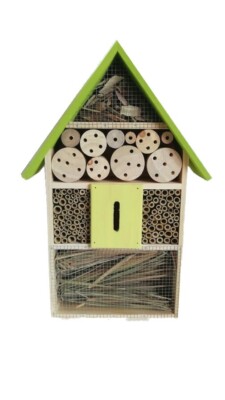 XXL Insektenhotel Holz ca 50 cm Nistkasten GRÜNES Dach Insekten Brutkasten Hotel