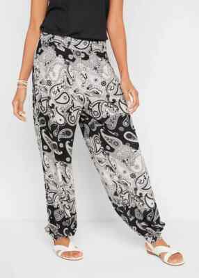 Freemans Jersey Black Printed Harem Pants   PLUS Size UK 18      (FS54-18)