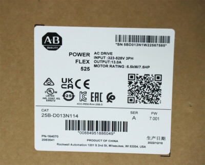 1PC New Allen-Bradley 25B-D013N114 PowerFlex 525 5.5kW 7.5Hp AC Drive