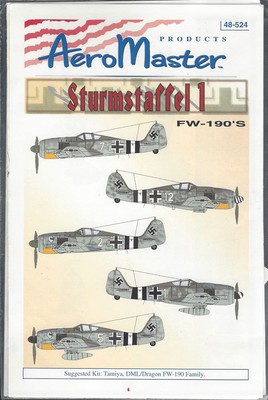 Aeromaster Decals 1/48 Sturmstaffel 1 FW-190''s 48-524