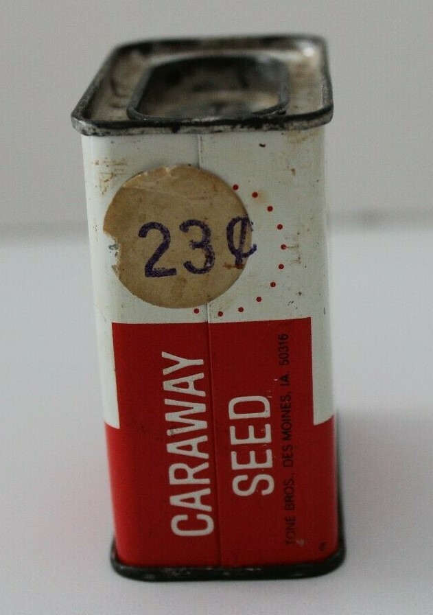 Vintage Whole Caraway Seed Spice  1 5/8 oz. Spice Tin Inv.PD
