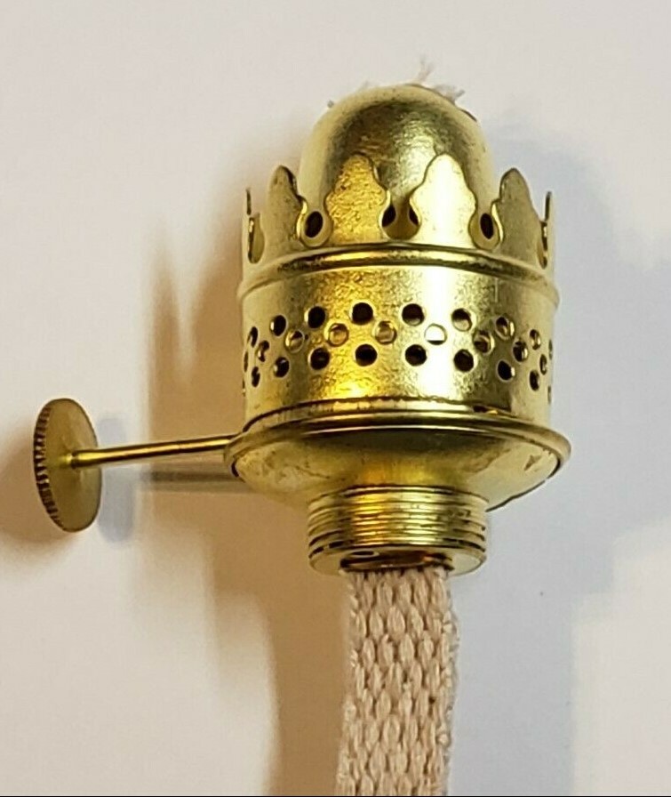 SOLID BRASS NUTMEG MINIATURE OIL LAMP BURNER WITH WICK NEW 56455J