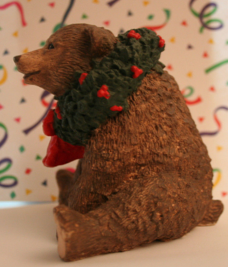 SILVER DEER  BEAR WITH WREATH by TOM ROBEL 1992