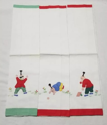 Vintage Oriental japan Finger Towels Embroidered