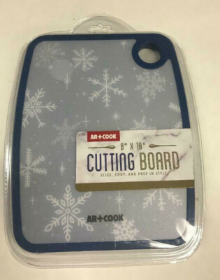 Art & Cook Slice & Chop Holiday Snow Flakes Print 8'' X 10'' Cutting Board 