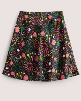 Boden Satin Bias Cut Mini Skirt Size US 8 Uk 12 Boom Multi Firework Whimsical